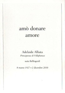 scritto del marito in ricordo della Principessa Adelaide Alliata 